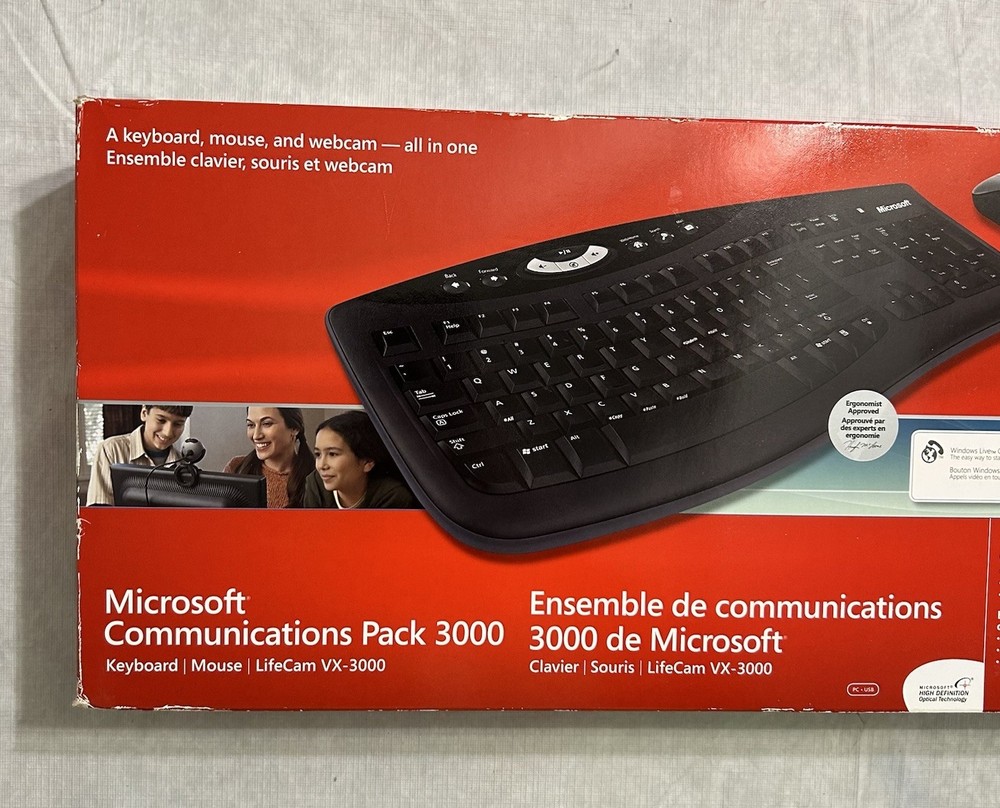 Microsoft Communication Pack 3000 Keyboard, Optical Mouse & LifeCam VX-3000 NEW