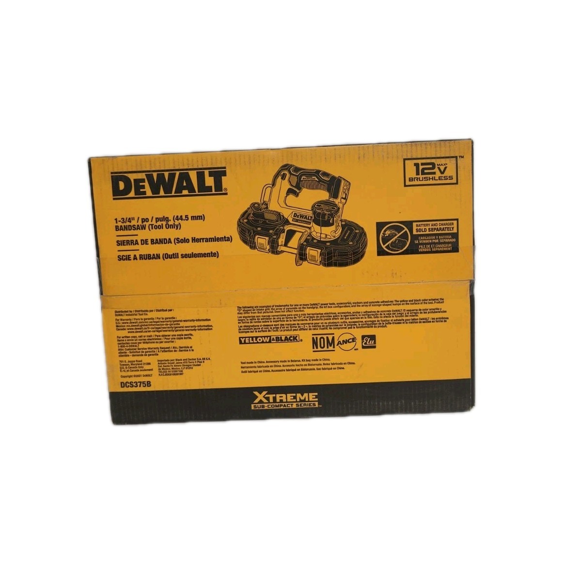 DEWALT DCS375B 12 Volt MAX 1-3/4" Brushless 12V Cordless Bandsaw (TOOL ONLY) NEW