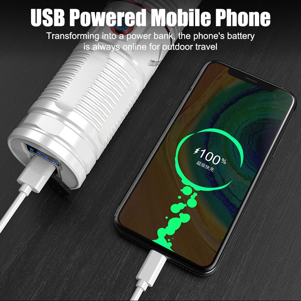 Laser White LED Flashlight TYPE-C Charging Super Bright Torch Zoomable Light US