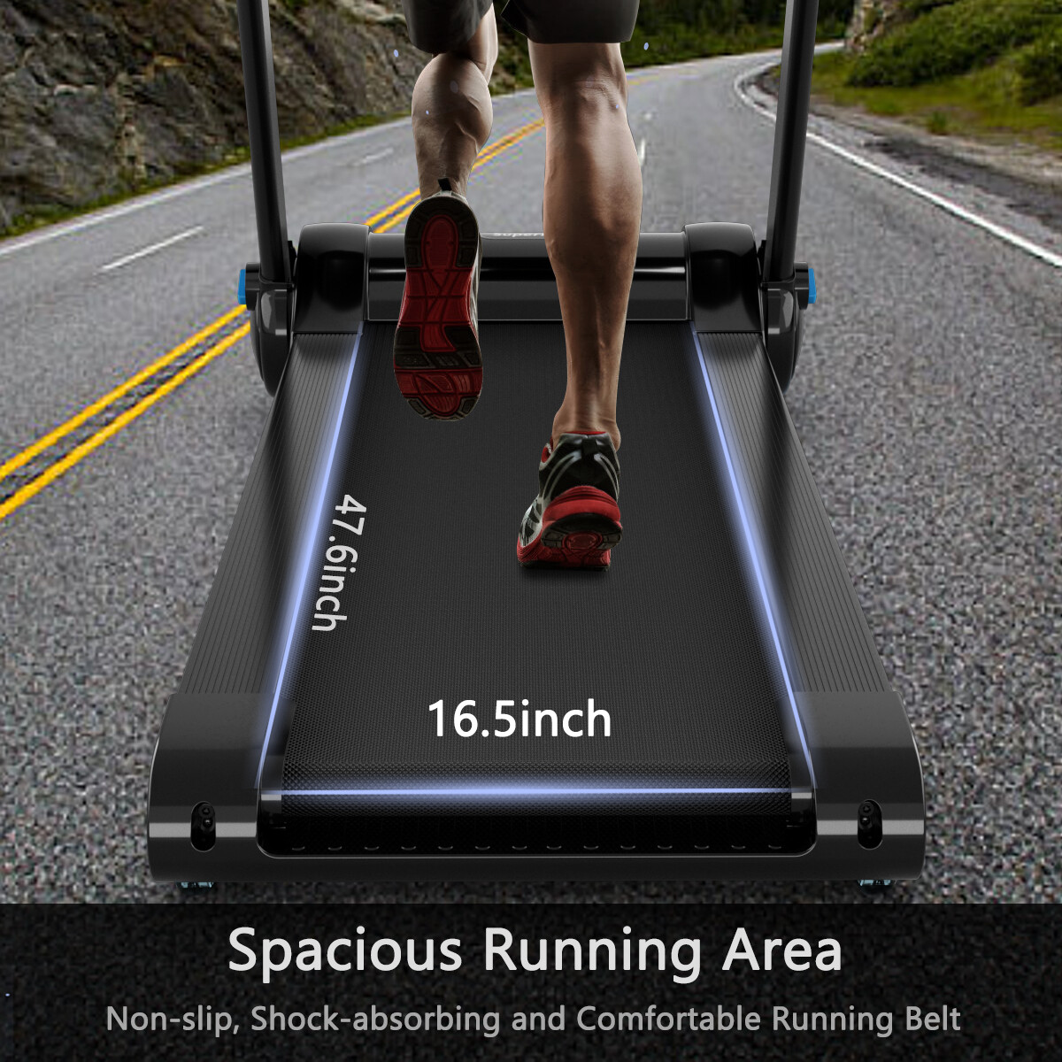 SuperFit 2.25HP Folding Treadmill Running Machine W/APP Control Heart Rate