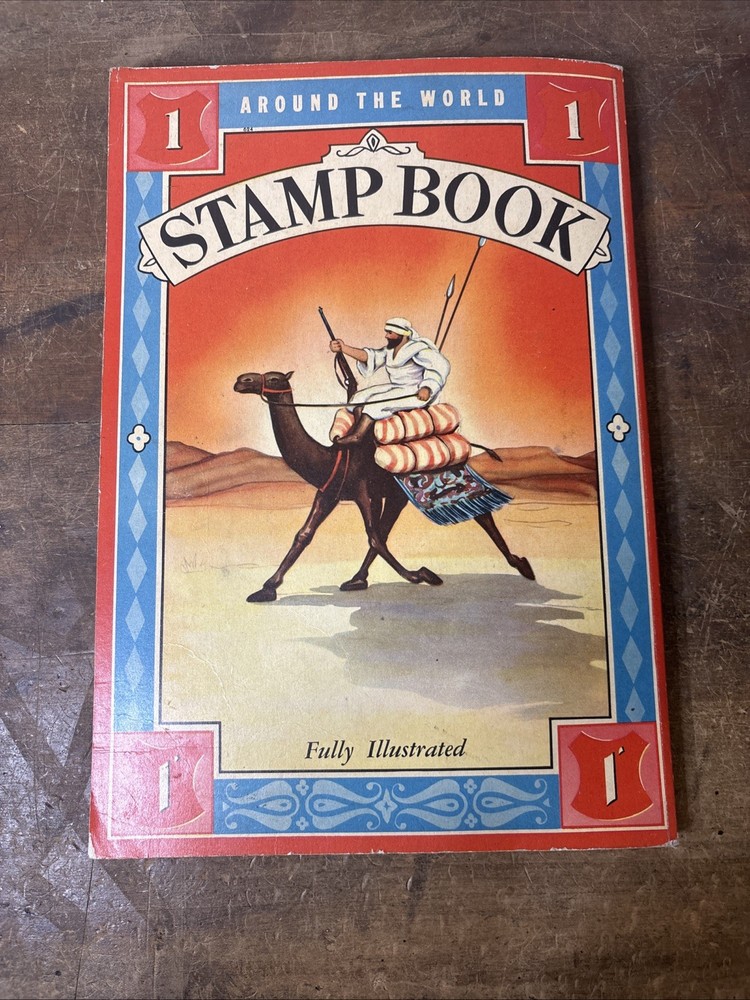 Vintage Around The World Stamp Book Fully Illustrated • Several Stamps Inside