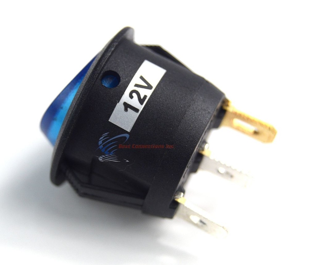 Switch Round 3 Prong BLUE LED Rocker Switch SPST Toggle Switch 5 Pack EC-1217