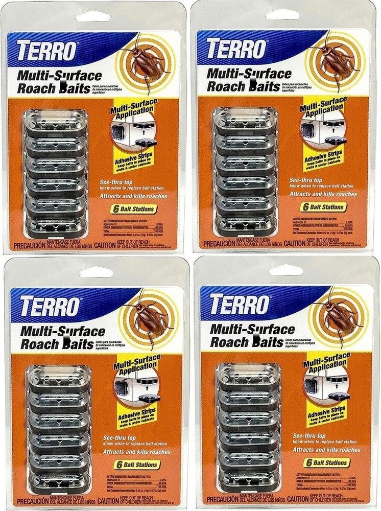 Terro T500 6 Count Multi Surface Roach Baits - Pack of 4