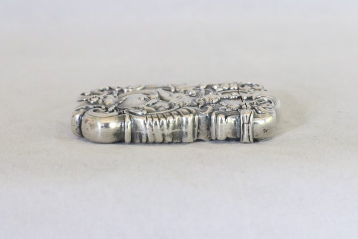 RARE AMERICAN MADE KERR STERLING SILVER 2 CHERUBS & GROTESQUE FACE MATCH SAFE