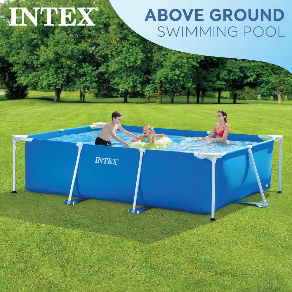 9.8 Ft Soft Sided Frame Pool 26" Deep Above Ground Outdoor Rectangular Backyard