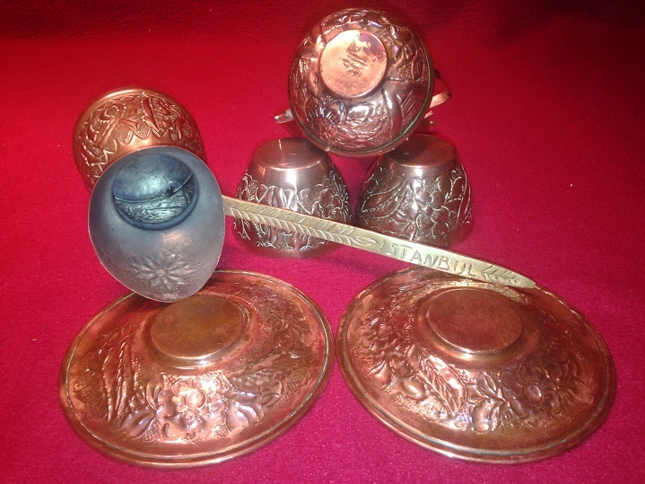 Vintage Incuse Copper Coffee Set Turkish