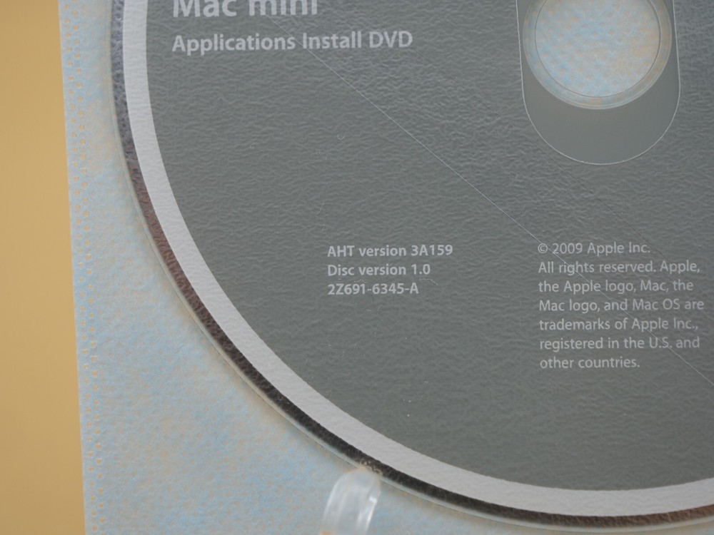 iMac Applications Install DVD Disc Version 1.0 AHT Version 3A190 - 2009 Software