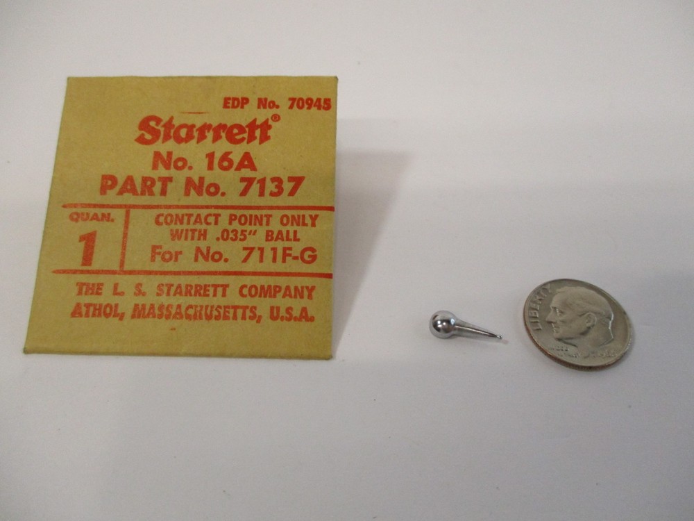 STARRETT # 7137 Dial Indicator Tip For Model 711 Indicator .035" Ball Tip in EC