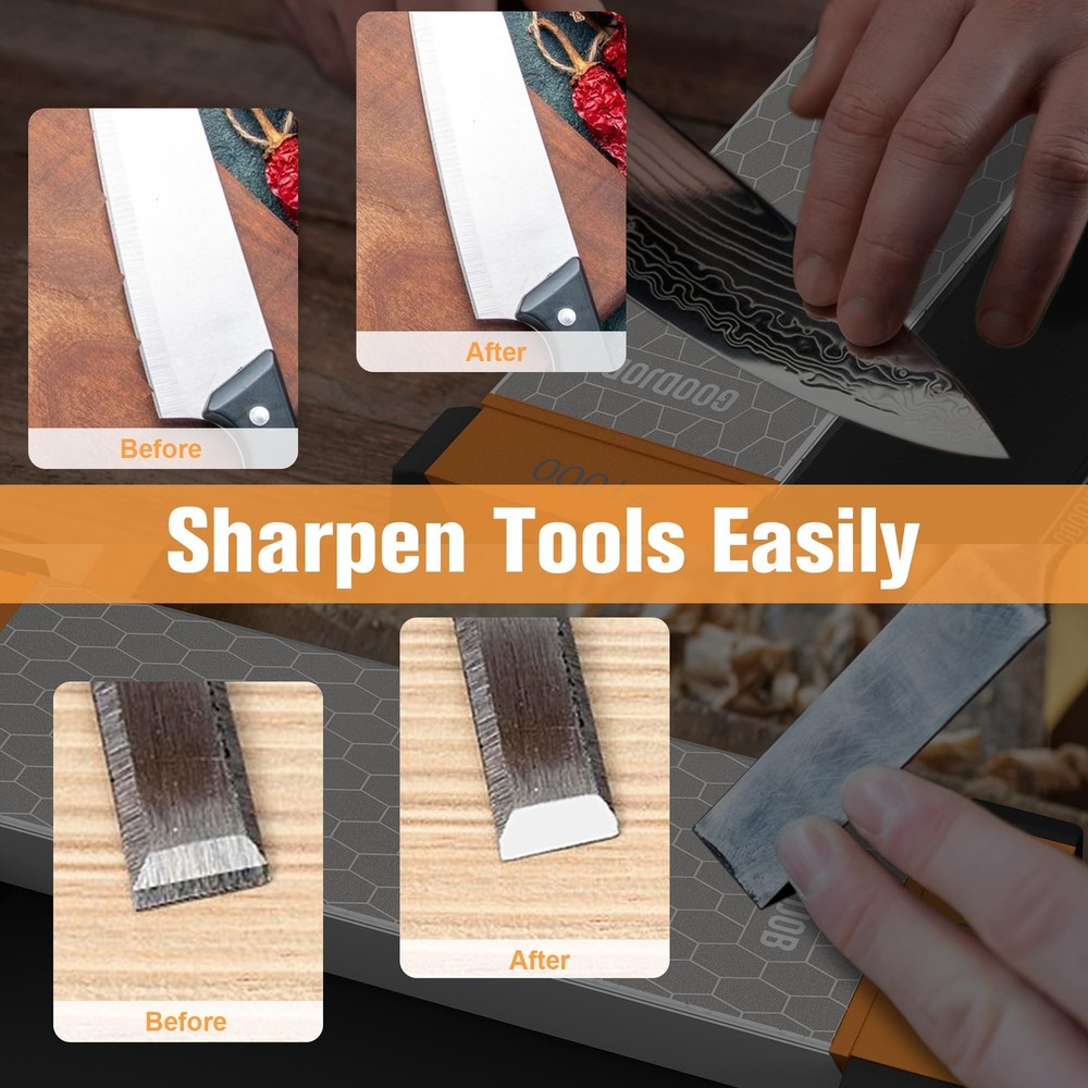 Extra Large Diamond Sharpening Stone Set 3 Side Grit Large, Orange