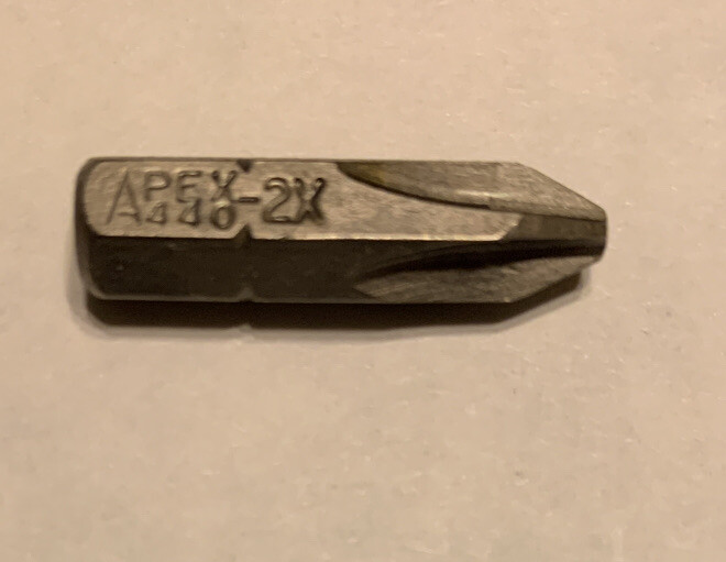 Apex 440-2X Bit 1/4" Hex Insert, Phillips, Point Size 2, 1" OaL (5PCS)