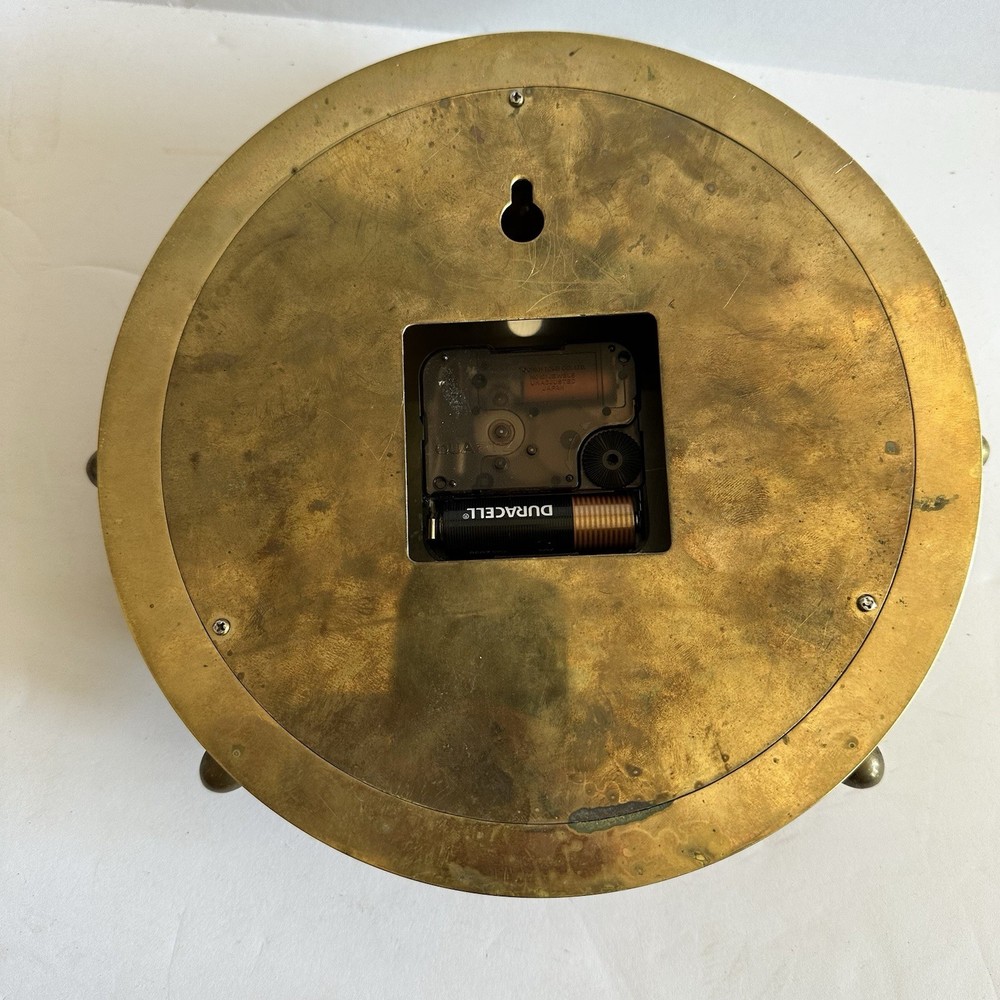 Vintage Ship's Clock Wheel Solid Brass Heavy 9” Needs New Clock Mechanism