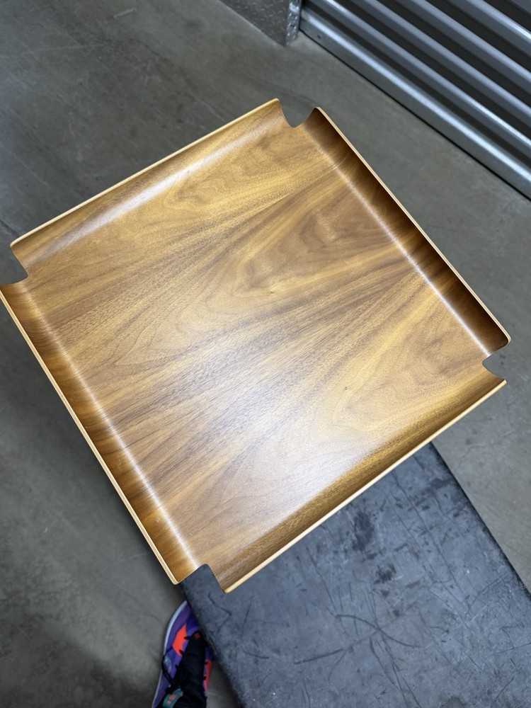 Authentic Herman Miller Walnut Adjustable Height Nelson Tray Table With Box