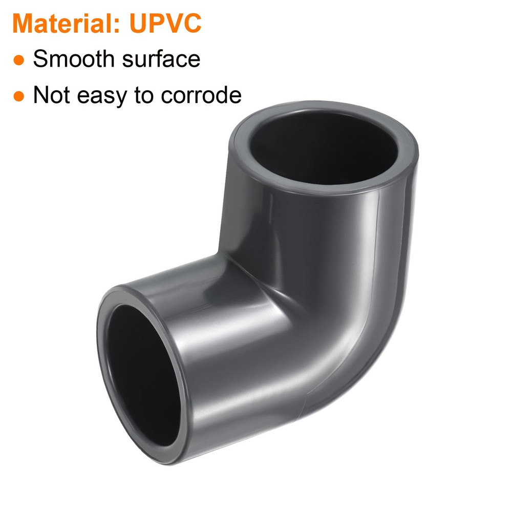 2pcs SCH80 1" Socket UPVC Pipe Fitting Elbow 90 Degree Adapter Connector, Gray