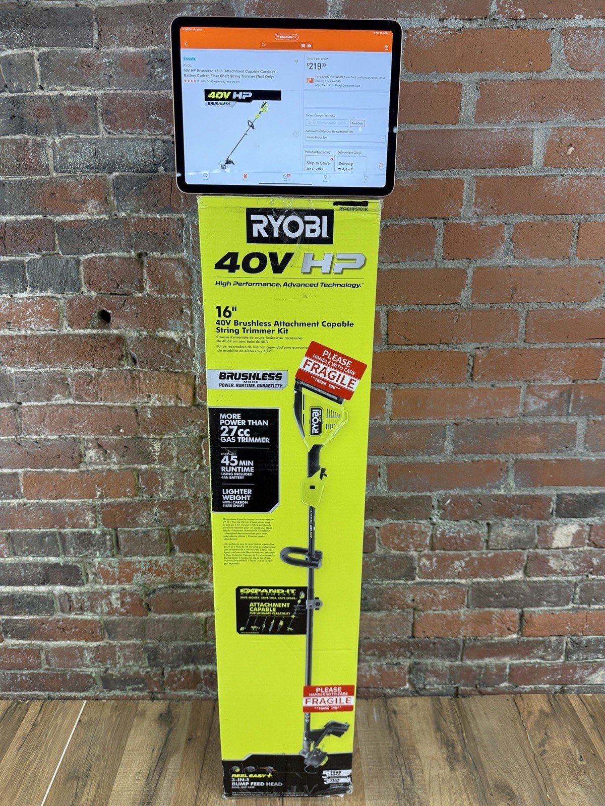 NEW RYOBI 40V Brushless 16" Carbon Fiber Attach Ready String Trimmer -TOOL ONLY