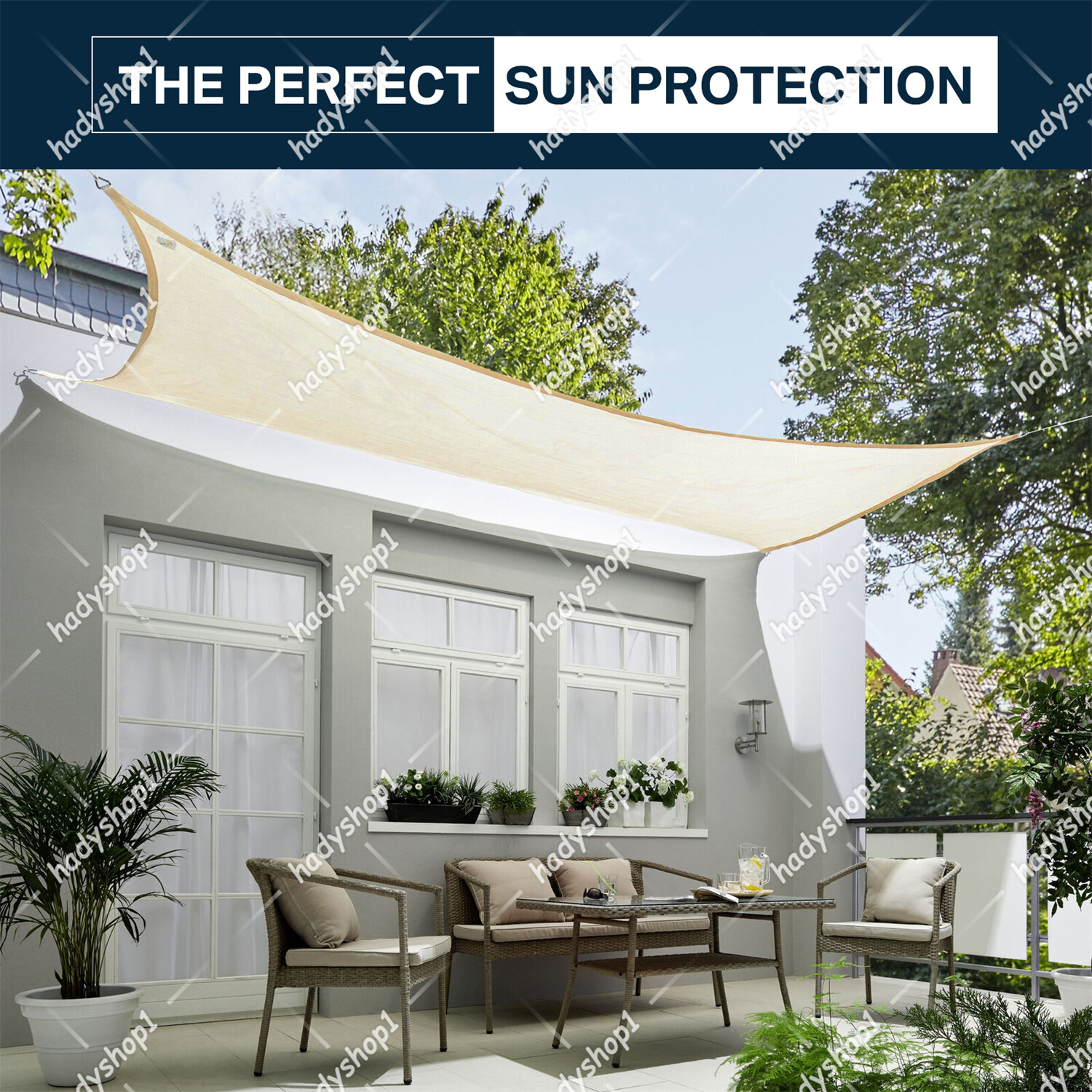 Waterproof Shade Sail Patio Awning Sun Canopy Cover, New