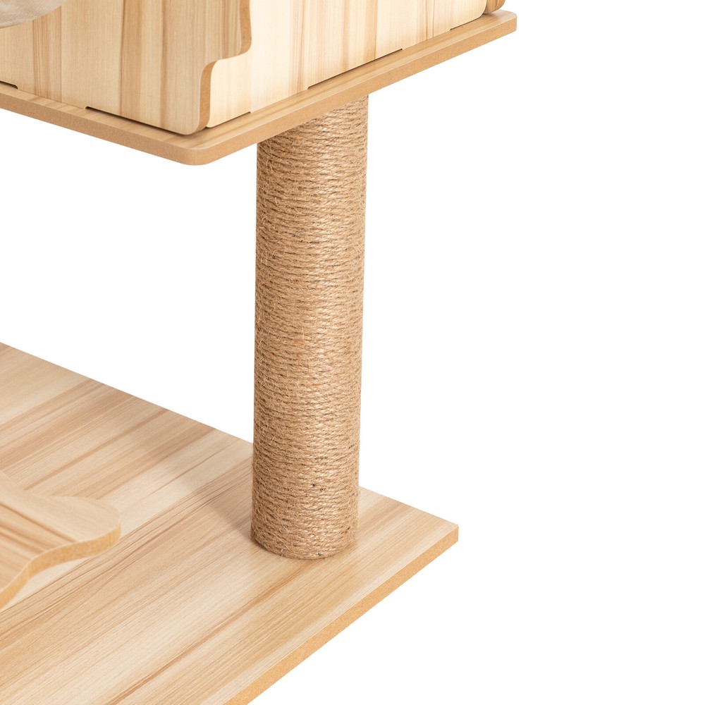 54in Indoor Cat Tree Mdf Cat Tower Multi-level Cat Condo With Scratching Posts