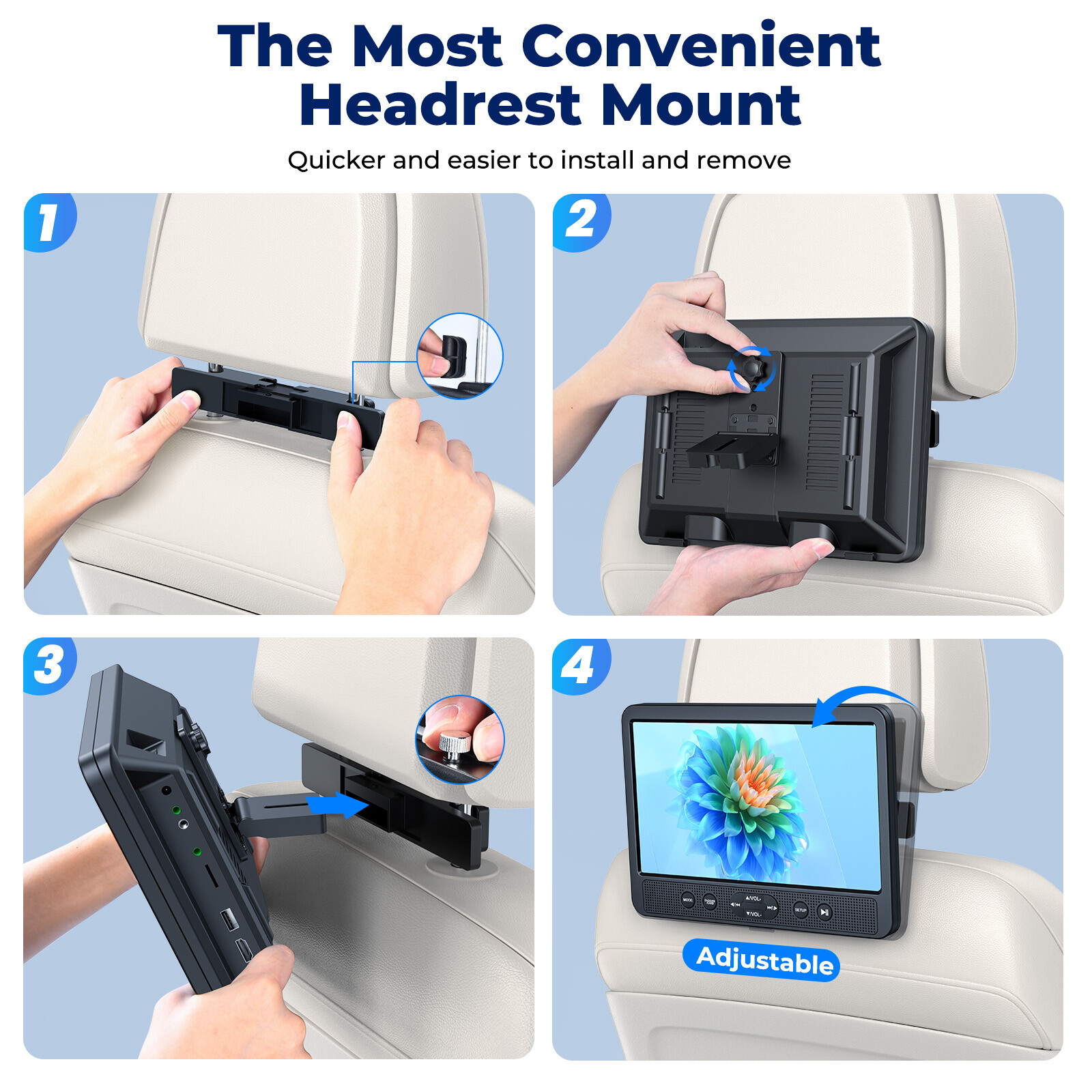 2x Full HD 10.5" Car Headrest Monitor USB SD TV Video DVD Player AV IN OUT HDMI