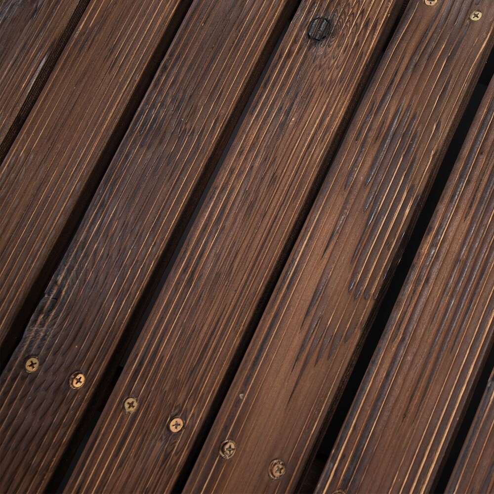 7-Foot Stained Finish Outdoor Garden Bridge Footpath Structure Side Rails