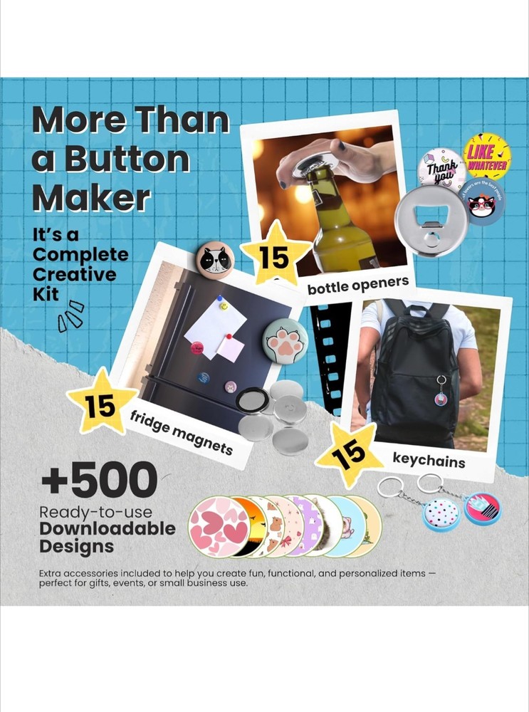 Nice2have Button Maker Machine – Multiple Size Molds– Pin Maker Machine Kit...