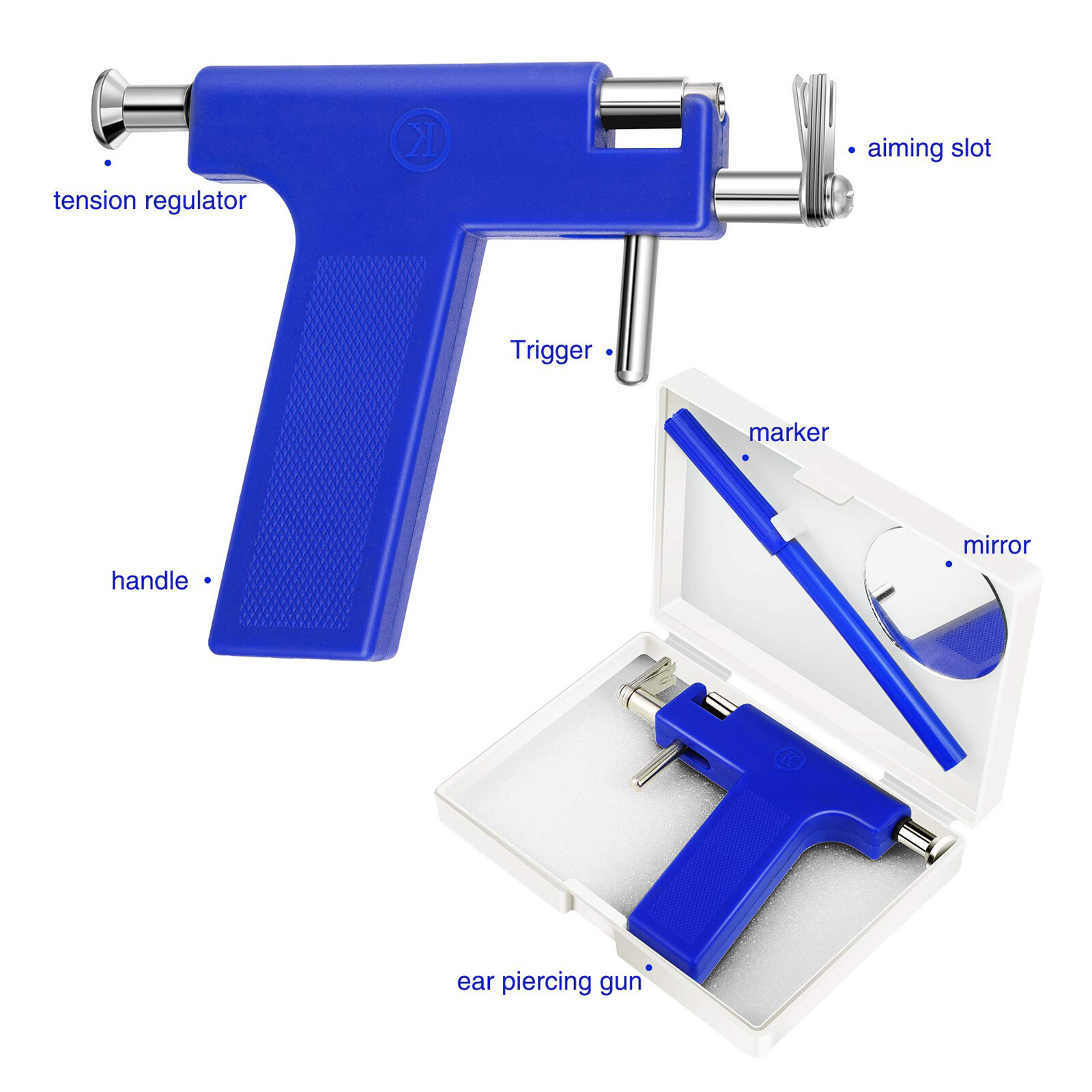 133x Ear Body Piercing Gun Kit Nose Ear Pin Stud Earrings Machine for Home Salon