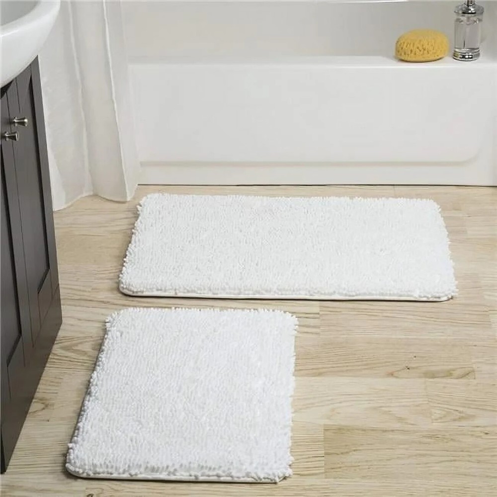 Luxury Cotton Memory Foam 2 piece Set Bathmat White
