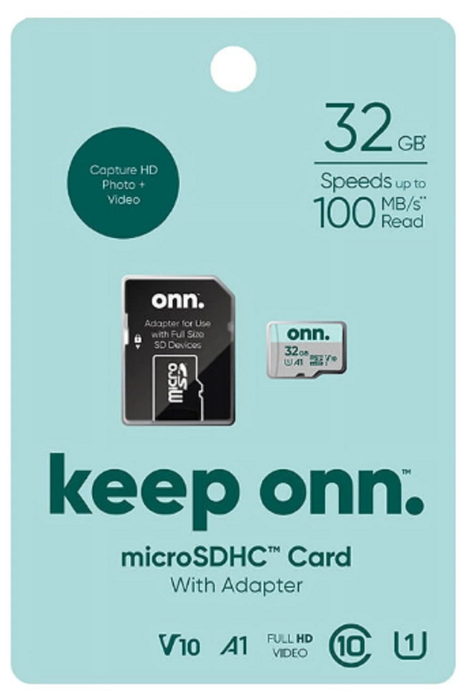 onn 32GB Class 10 U1 MicroSDHC Flash Memory Card
