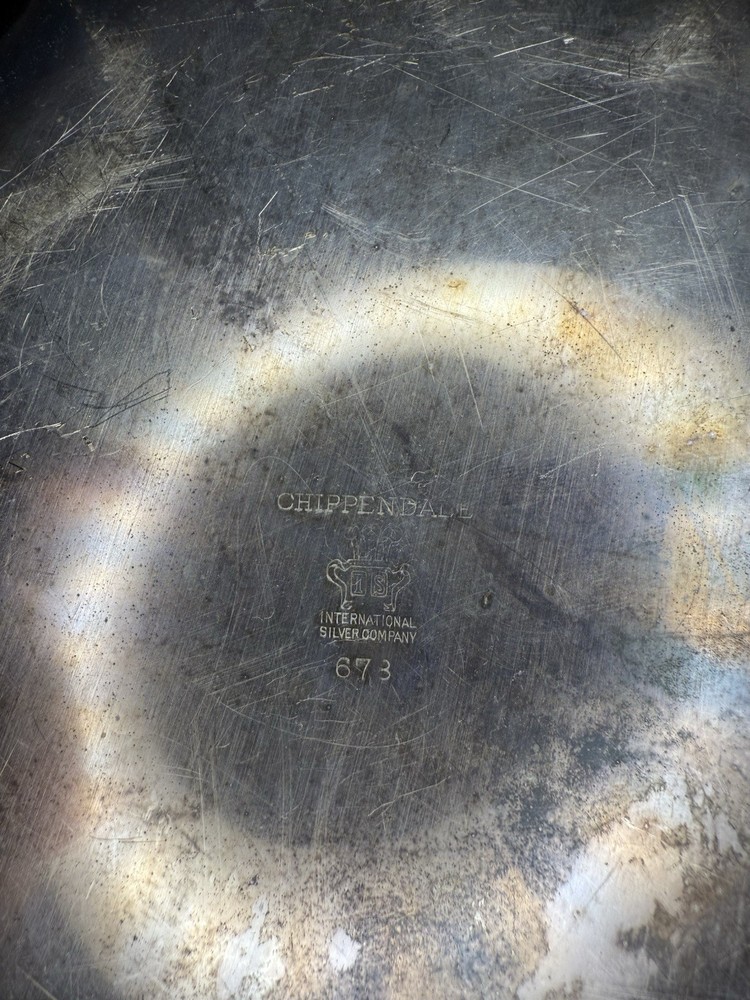 Vintage Chippendale International Silver Co 678 Silver Plated Bowl 10” Diameter