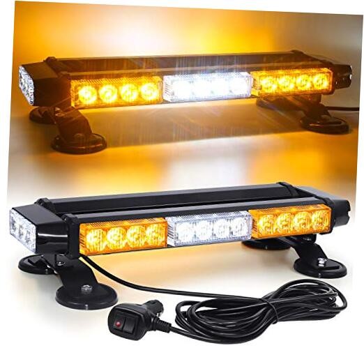 LED Strobe Flashing Light Bar -Double Side 30 LED High Intensity Amber&White