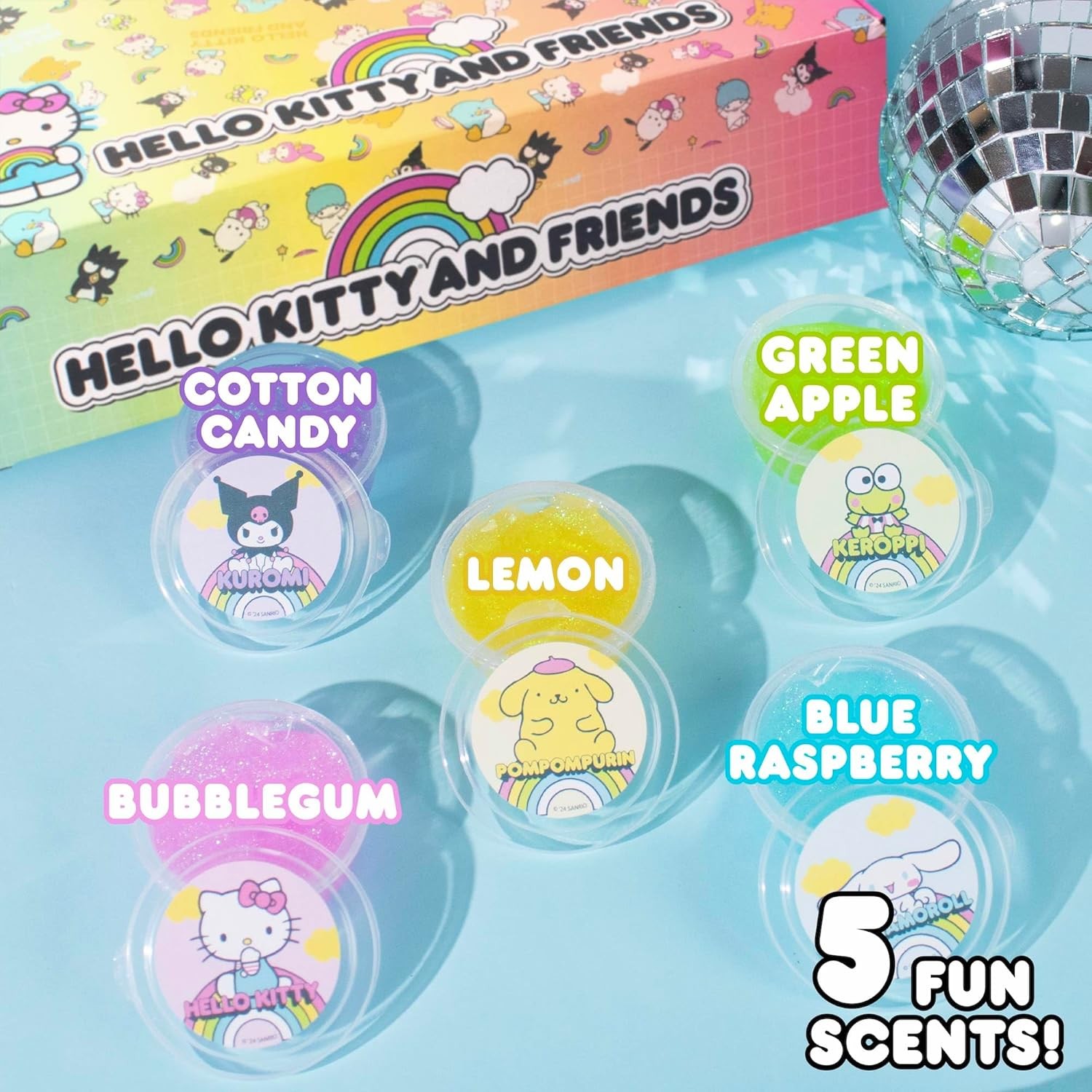 Hello Kitty Ultimate Slime Set, 25-Pack Scented Glitter Slimes, Party Favors for