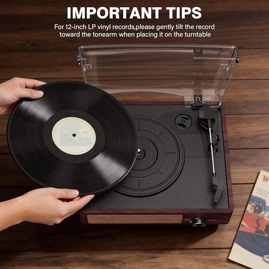 Vinyl Record Player Turntable Bluetooth 3 Speed Built-in Speakers Retro Portable