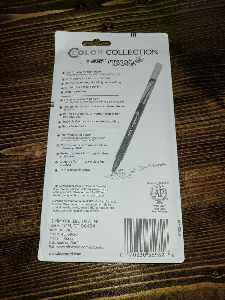 BIC® Intensity Coloring 5-Piece Pack FINE 0.4MM- New