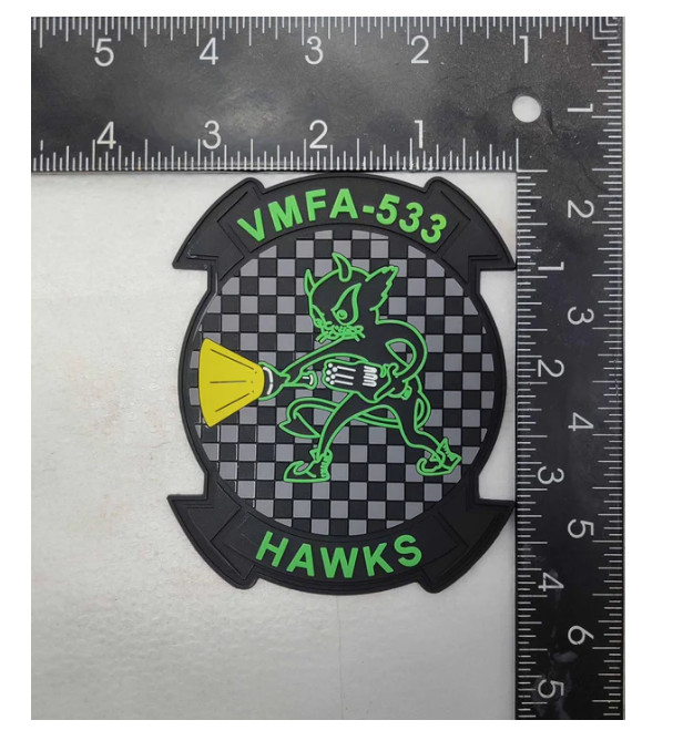 MARINE CORPS VMFA-533 HAWKS BLACK MAC PVC PATCH WITH HOOK & LOOP