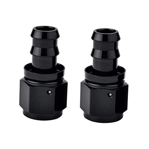 Push Lock Hose Fitting End Black 2PCS 6AN Straight