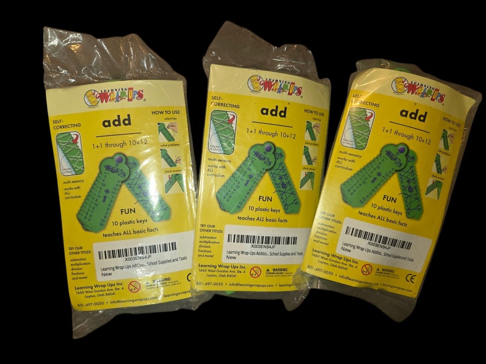 Learning Wrap-Ups Basic Math Addition (Set of 3 Wrap-Ups) -NEW-