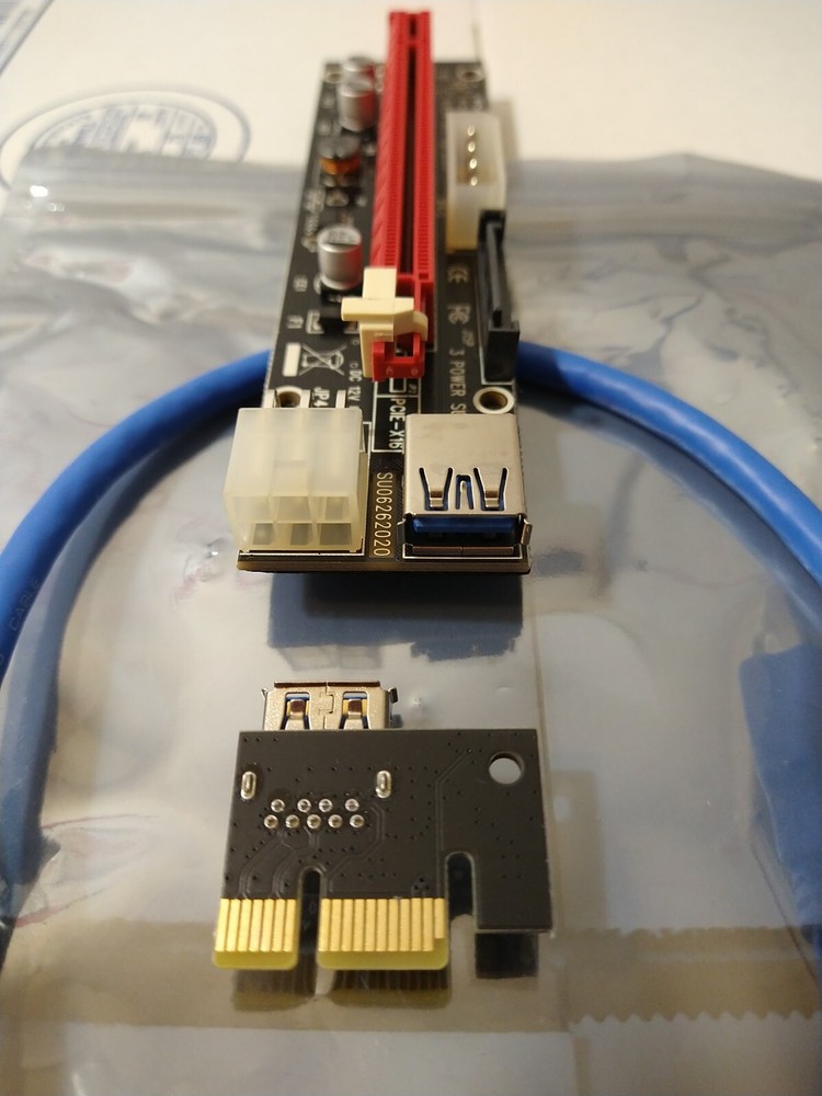 Ubit Latest PCI-E GPU Riser Express Cable 16X to 1X (6pin / MOLEX/SATA)