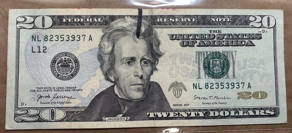 $20 BILL INK SMEARS ERROR RARE