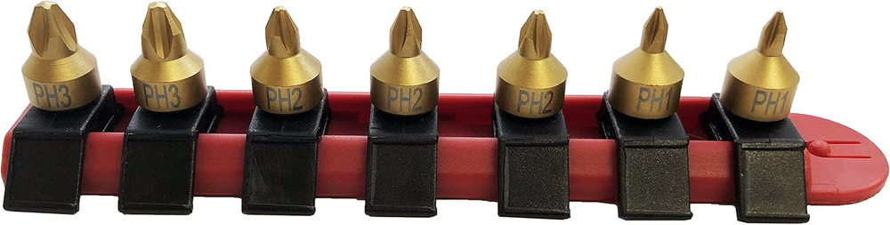 9770 7Pc Stubby Phillips Bit Set- #1, #2, #3 Bits