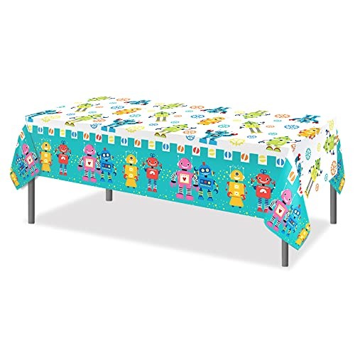 3 Pcs Robots Tablecloth Plastic Table Covers Robots Tablecloth Disposable