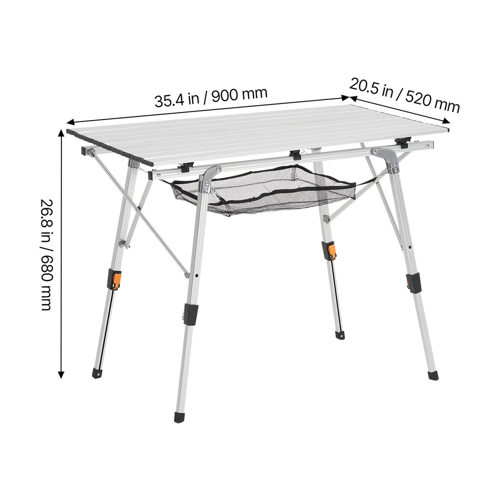 Ultralight Folding Camping Table Aluminum Roll Up with Mesh Layer