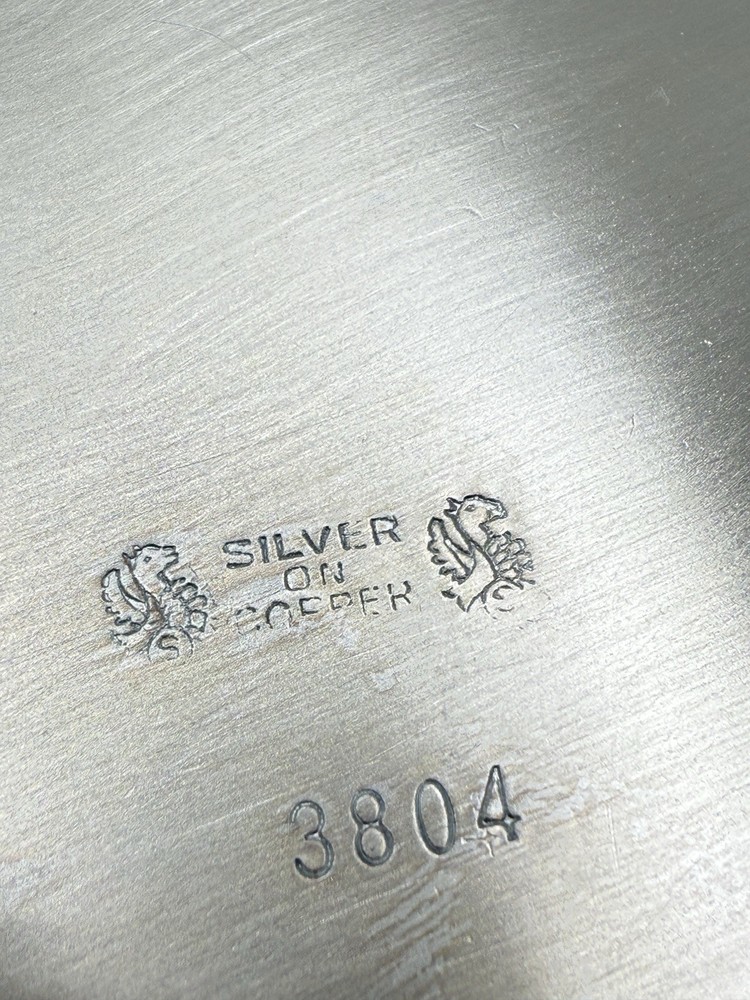 Barbour Silver Plate Co Footed Etched Tray 13” Silver On Copper #3804