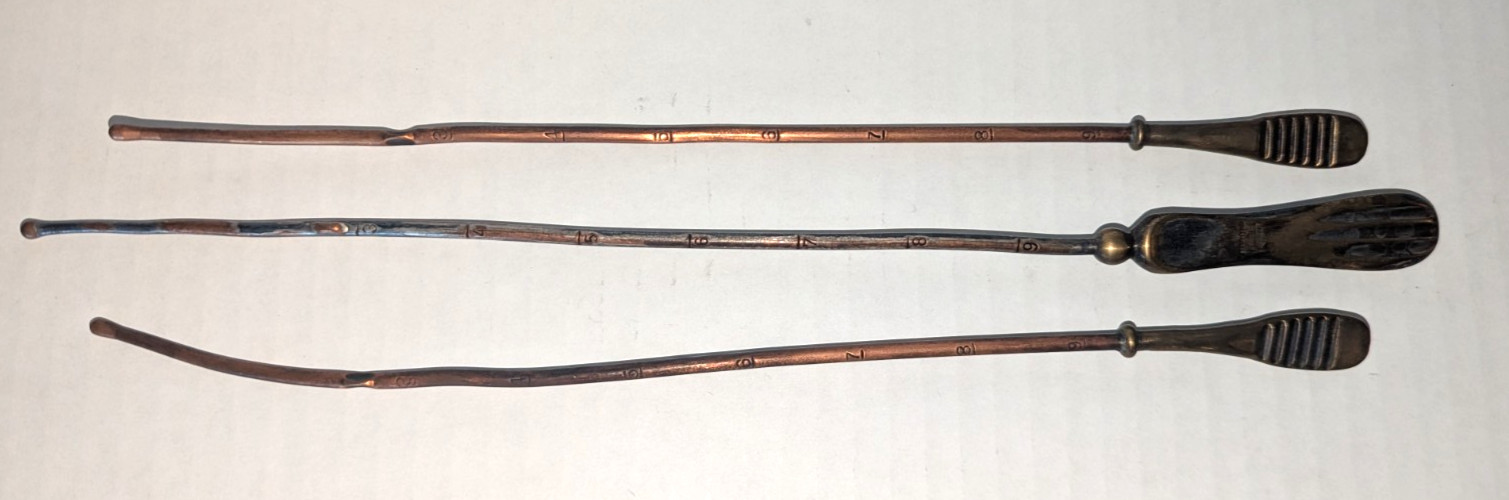 Vintage Medical Gynecological Uterine Sound / Probes Oddity Lot Of 3 (D3)