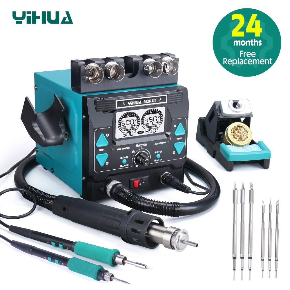 YIHUA 992D-III Precision Rework Station 1220W Hot Air Gun Microscope Soldering