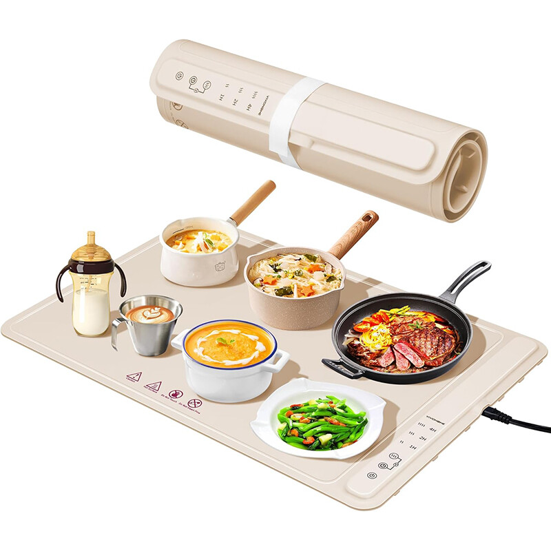 Electric Warming Tray Rollable Buffet Food Warming Mat with 3 Temp Control Timer