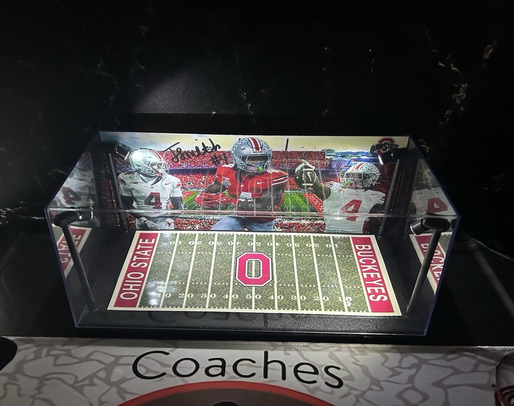 Jeremiah Smith Custom 2 Mini Helmet display case with LED lights - Ohio State