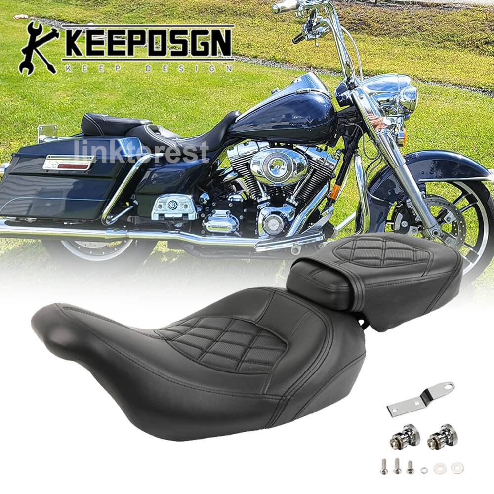 For Harley Davidson Touring CVO Road King Driver Passenger Seat Black Stitching