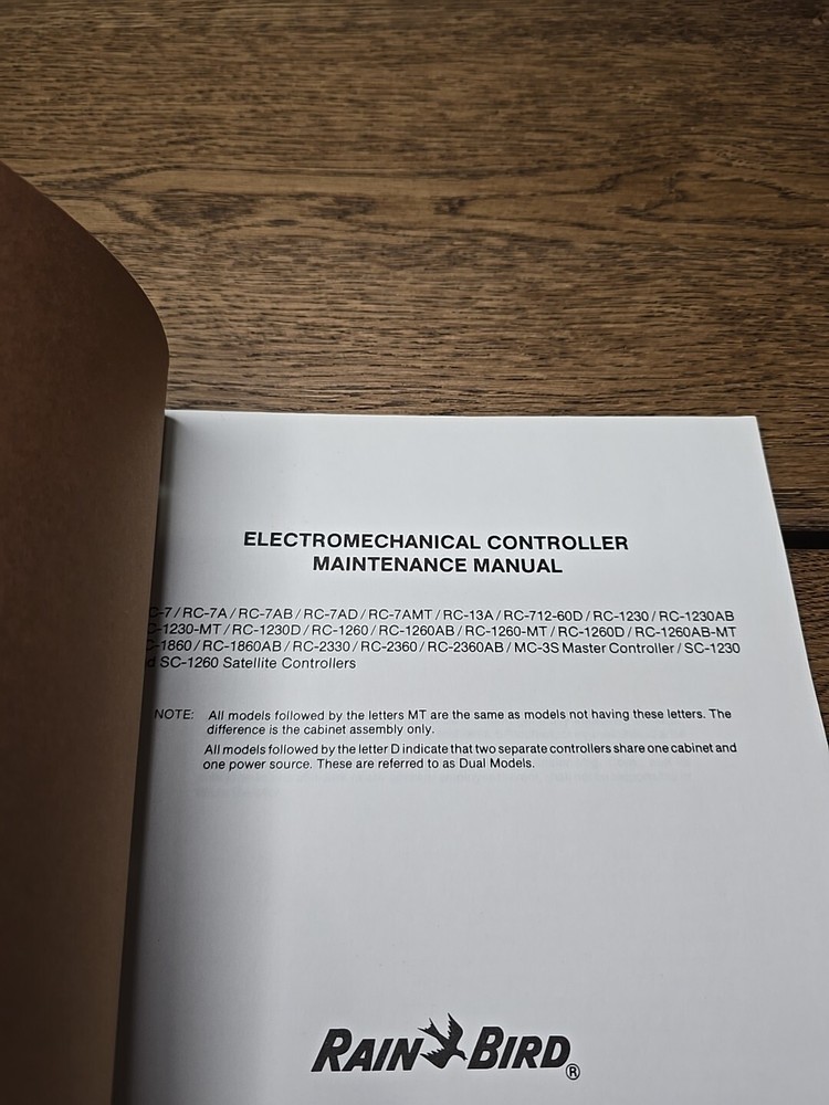 Rain Bird Electromechanical Controller Maintenance Manual Vintage 1983