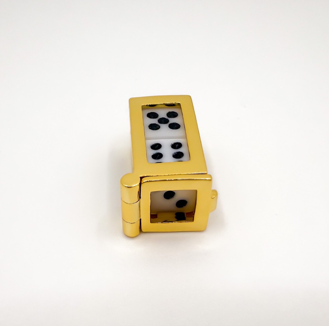 dice cage vintage charm 3D pendant gold plated | articulated charm