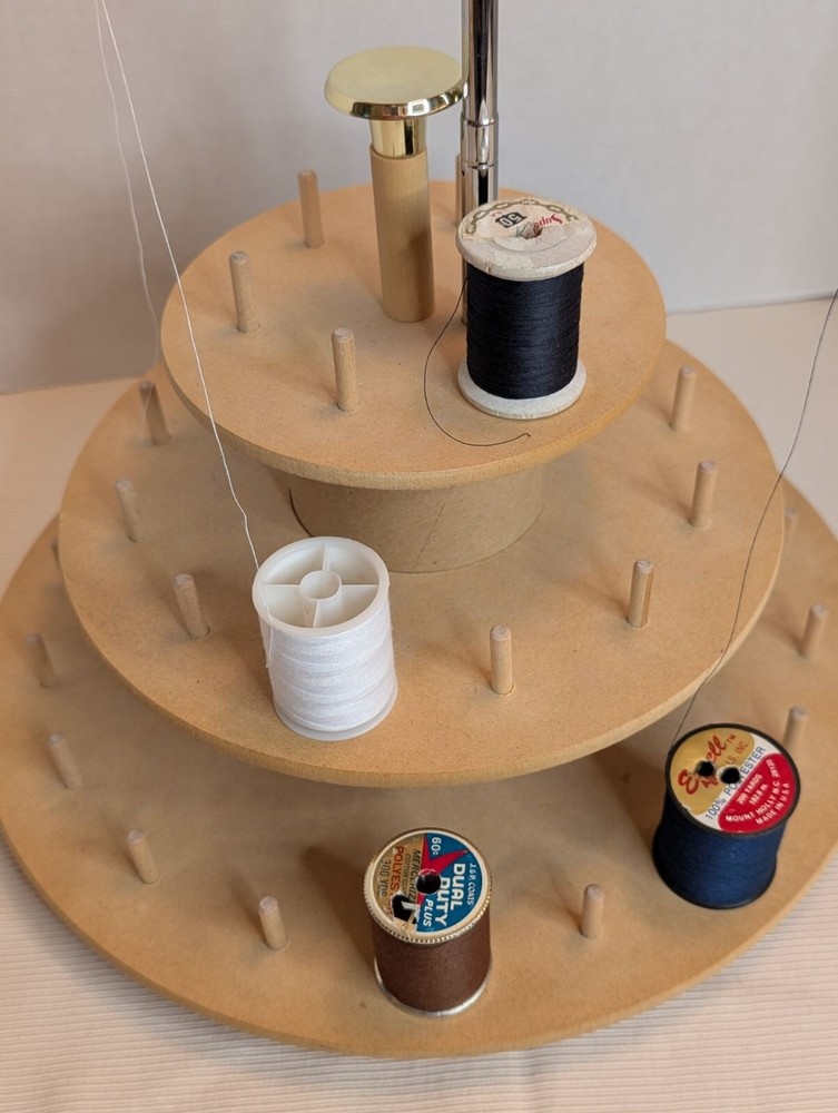 3-Tier MDF Board Sewing Spool & Thread Holder Metal Adjustable Stand For Thread