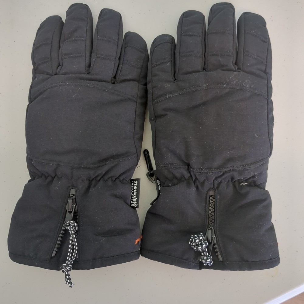 Men's Thinsulate Black 80 Gram Gloves size medium Fleece Lined with Palm Patch