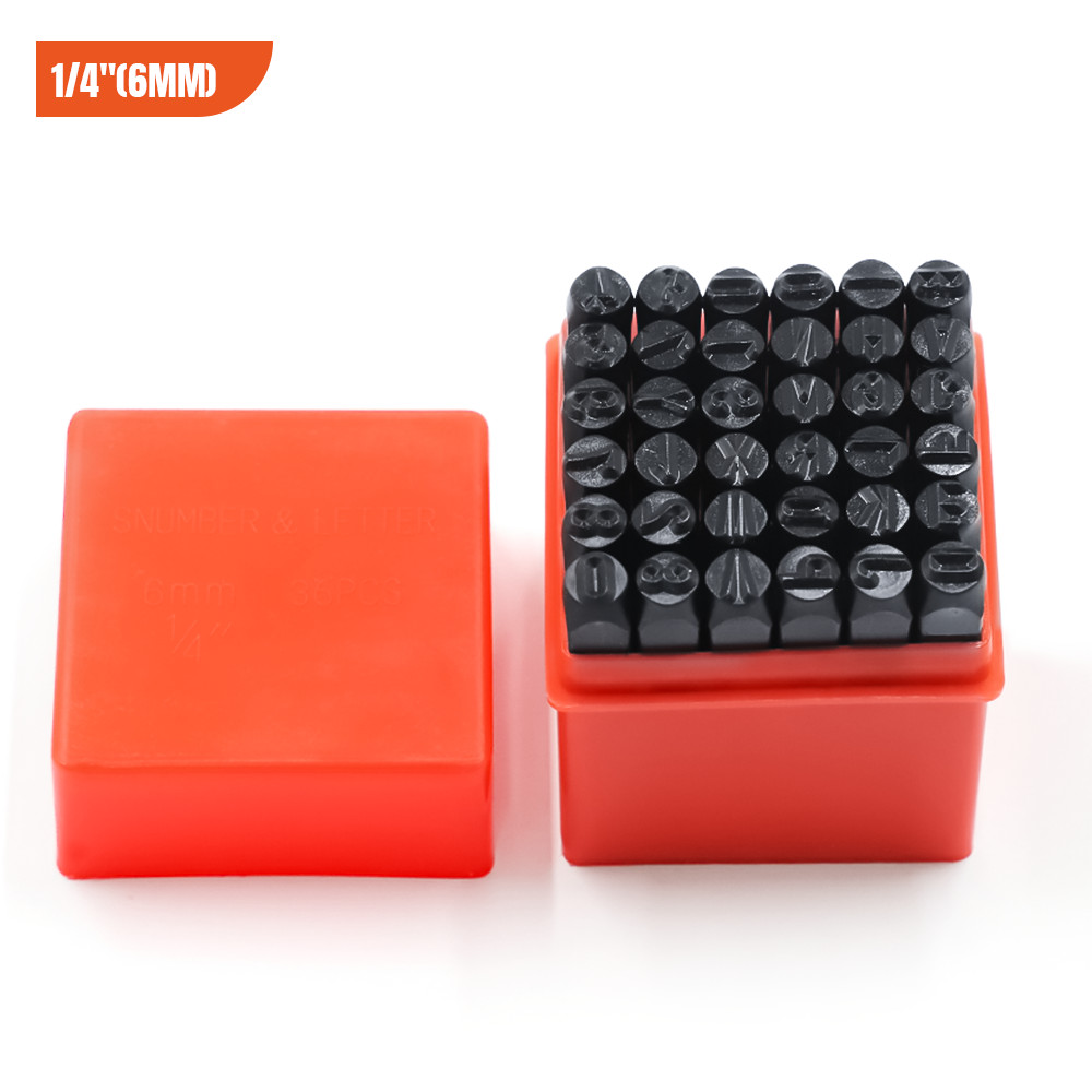 6MM 1/4" 36PCS Letter & Number Stamp Punch Set for Imprinting Metal Wood Leather